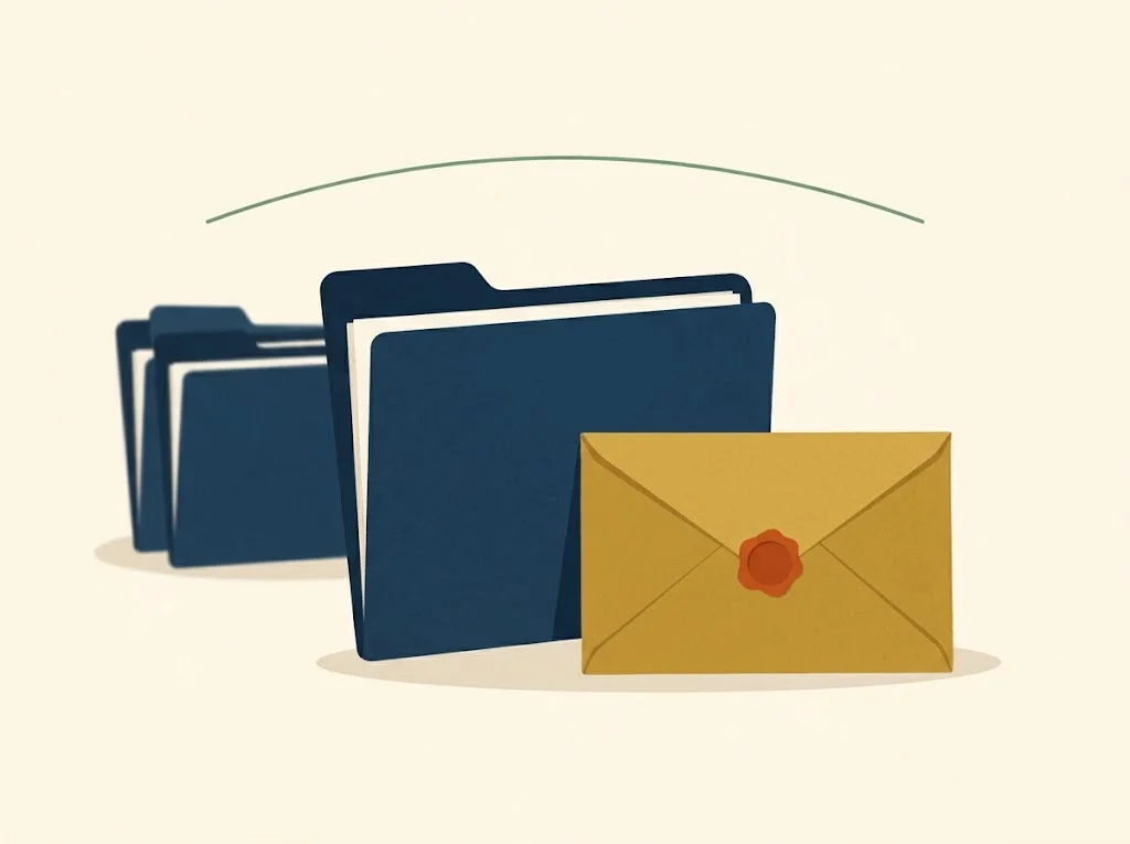 Editorial illustration of a mailed dispute letter beside a SageStream specialty credit file, representing how to dispute a SageStream consumer report under the FCRA